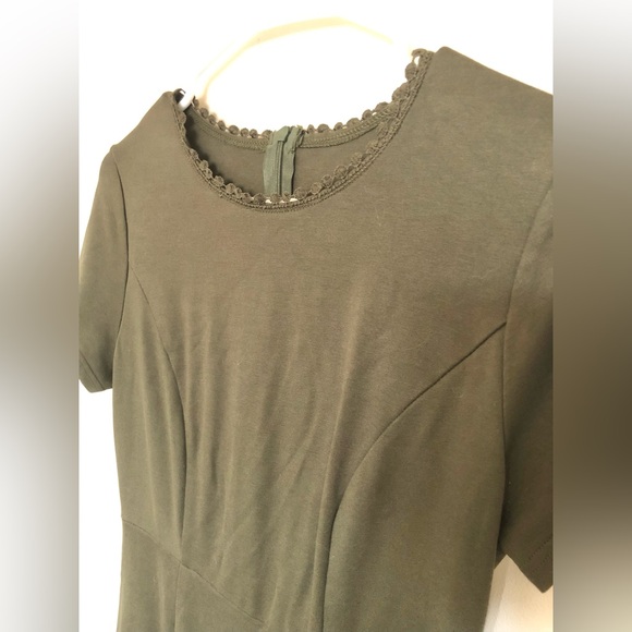 Olive Green Fit & Flare Short Sleeve Dress Women's Size Med - Picture 4 of 6